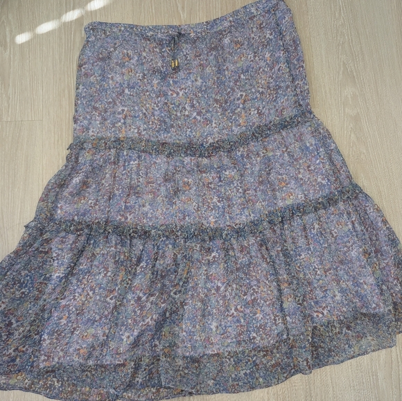 Anthropologie Purple Seurat Tiered Midi Skirt - Picture 4 of 14